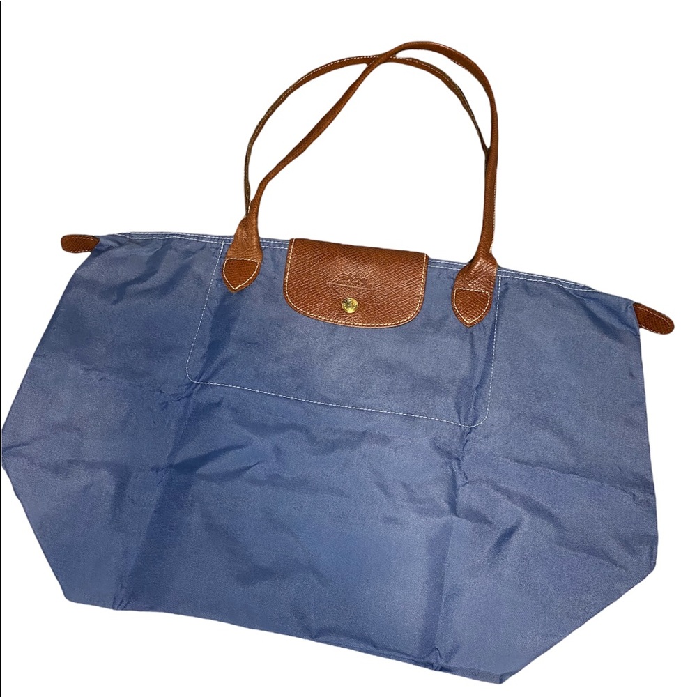 Longchamp Le Pliage Tote Large Shopping Tote Bag Modele Depose Blue
